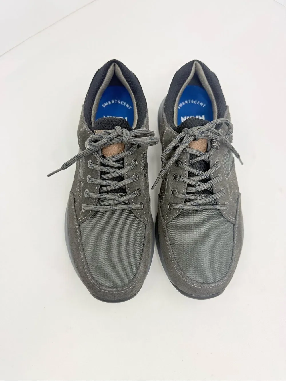 Nunn Bush EXCURSION Charcoal Lite Moc Toe Suede Textile Lace Up Walking Shoe